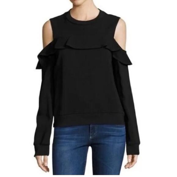 A.L.C. Lindsey Cold Shoulder Top black ruffle sz 8 ALC - Picture 1 of 9